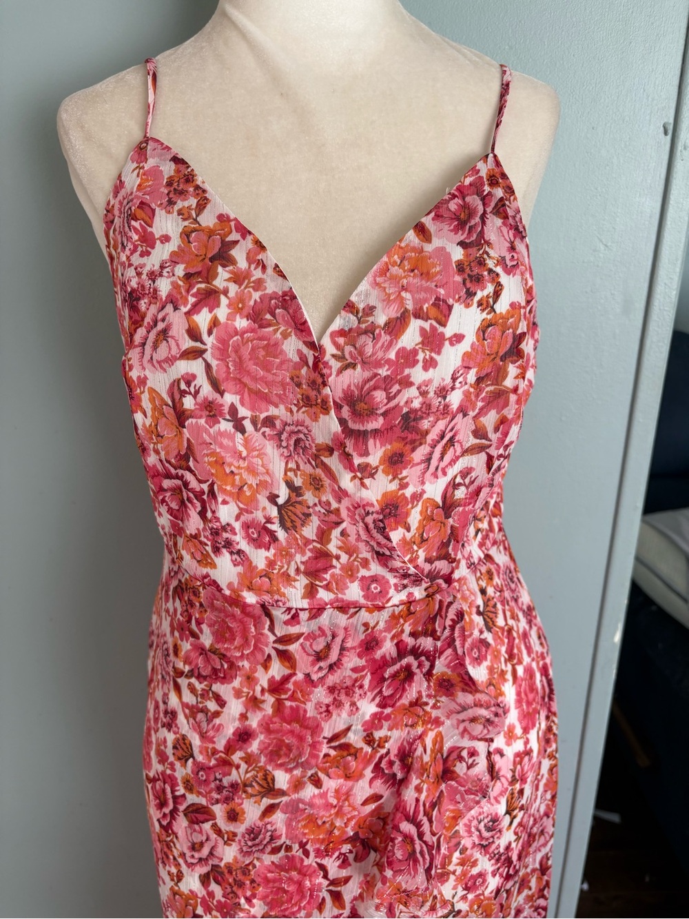 Lulus Always Enchanting  Pink Floral metallic dress - Picture 5 of 15